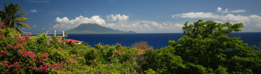 View of St. Kitts from Statia Lodge, Sint Eustatius