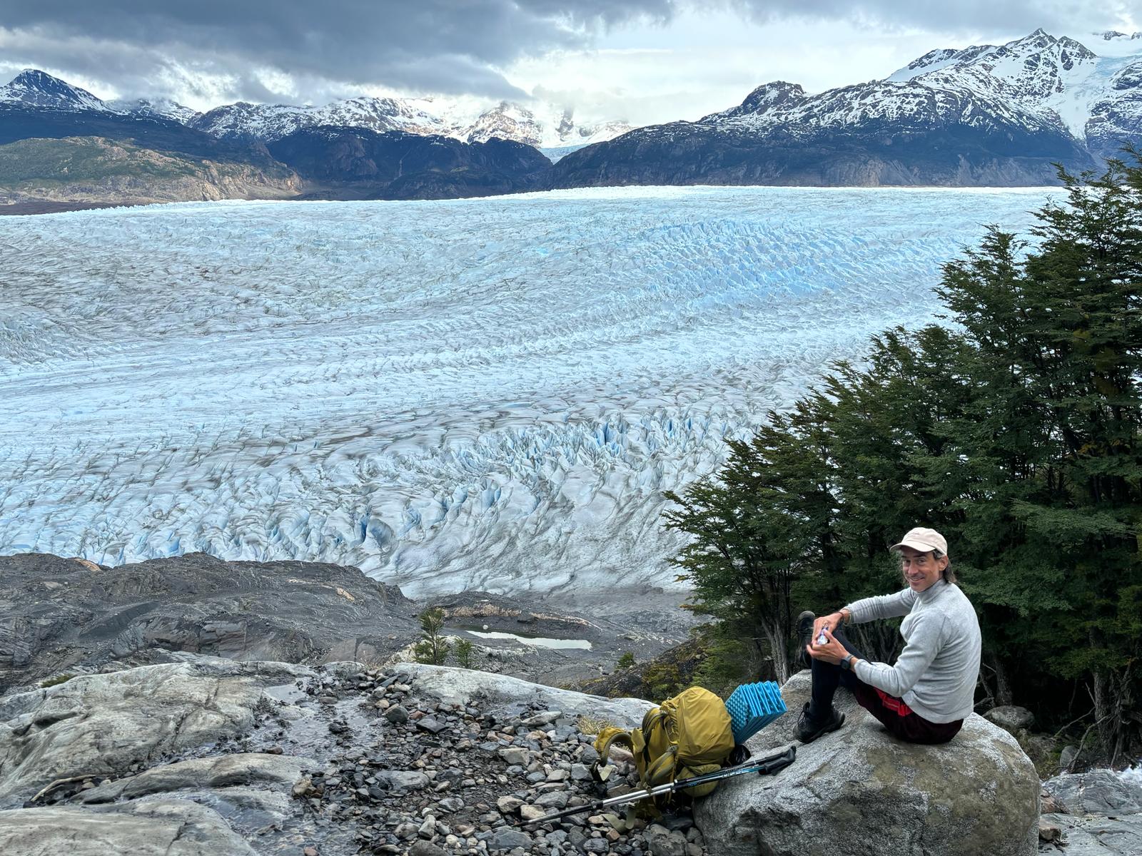 Ian Wikarski looking at glacier Grey